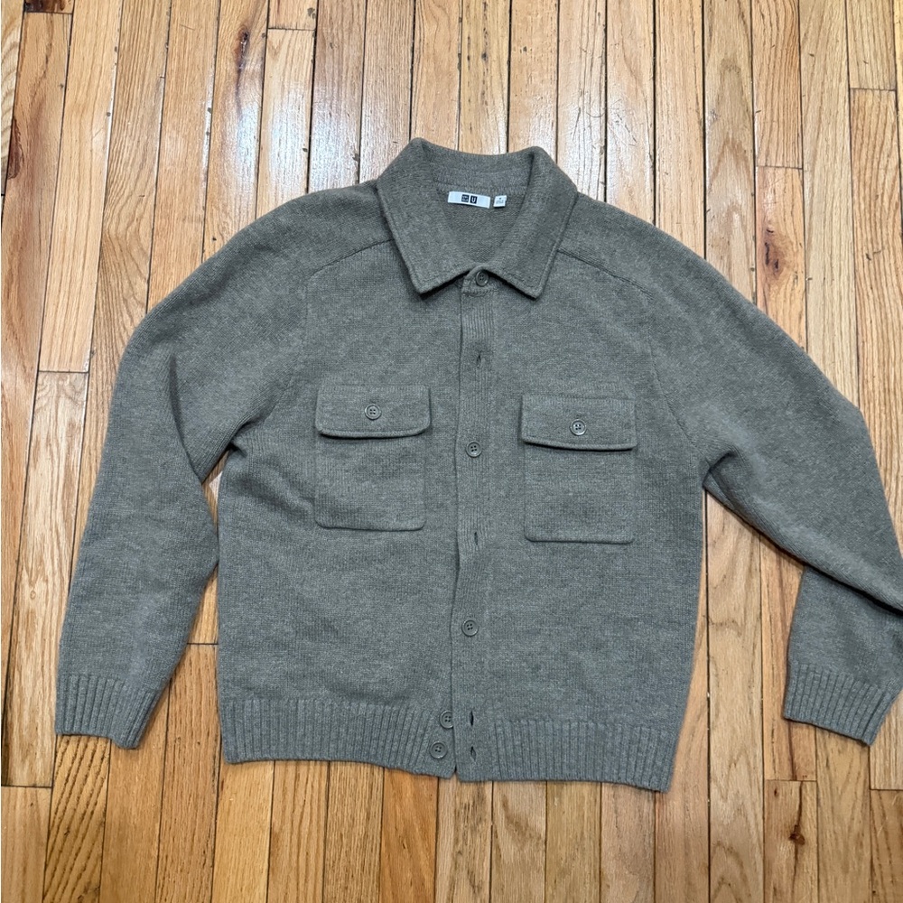 Uniqlo Gray Cardigan Sweater with Utility Design